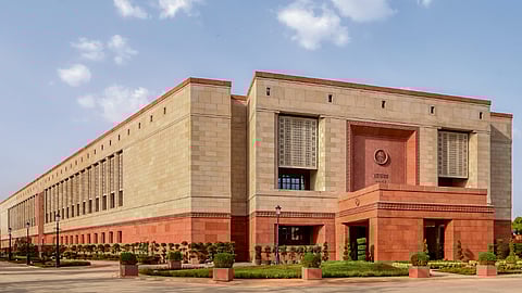 A view of the parliament building in New Delhi.
