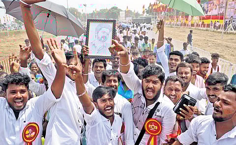 Political followers of Vijay at his speech