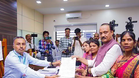 NCP leader and Maharashtra Deputy CM Ajit Pawar files nomination for the Baramati Assembly Constituency in Pune district on Monday.