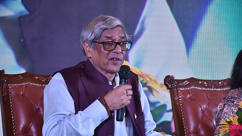 Bibek Debroy, Chairman of the Economic Advisory Council to the Prime Minister speaks at the TNIE's Odisha Literary Festival in Bhubaneswar, Sept. 24, 2023.