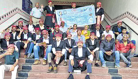 Activists observe satyagraha in front of the DC’s Office in Madikeri on Friday