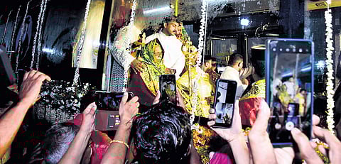 The mortal remains of Catholicos Aboon Mor Baselios Thomas I at Puthencruz church on Friday.