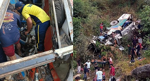 Rescue and relief work underway after a passenger bus fell into a gorge, in Ramnagar, Uttarakhand.