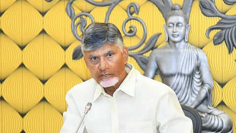 CM Nara Chandrababu Naidu during a review meeting on IT, Drone and Semiconductors policies at Secretariat in Velagapudi on Tuesday.
