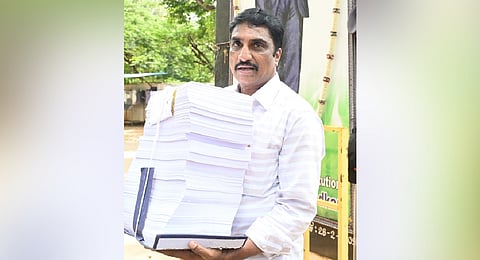 BJP leader NR Ramsh at Freedom Park on Tuesday 