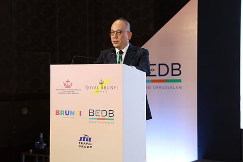 Brunei Economic Development Board Acting CEO Daniel Leong delivering a presentation on investment opportunities in Brunei at the country's first Investment Seminar in Chennai held at the ITC Grand Chola.