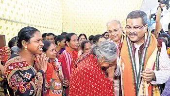 Union Education Minister Dharmendra Pradhan during his visit to Sambalpur.
