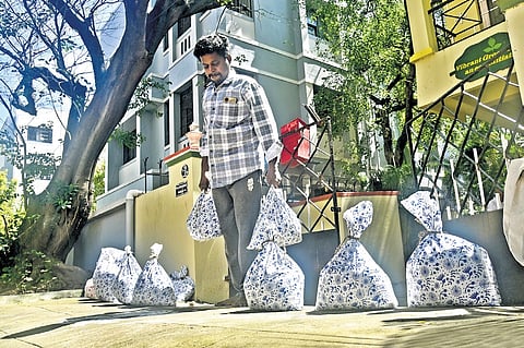 Sandbags, raised ramps and pumps to drain out water are kept on stand-by at houses on 5th Main Road 