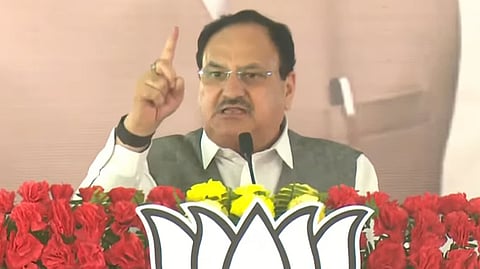 BJP national president and Union Health Minister JP Nadda addresses a public meeting in at Bishrampur in Palamu district, Jharkhand, Nov. 9, 2024.