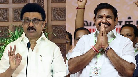 (L-R) A collage of Tamil Nadu Chief Minister MK Stalin and AIADMK General Secretary Edappadi K Palaniswami.