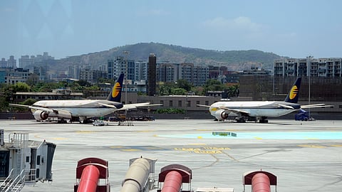 Jet Airways flights are seen parked at Chhatrapati Shivaji Maharaj International Airport, in Mumbai.