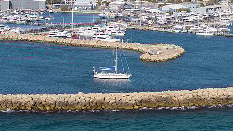 INSV Tarini at the Fremantle Harbour in Western Australia on Sunday.
