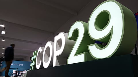 Sign of the COP29 UN Climate Summit in Baku, Azerbaijan.