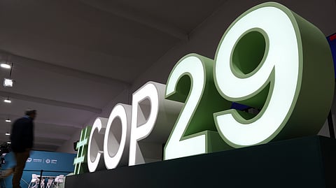 Sign of the COP29 UN Climate Summit in Baku, Azerbaijan.