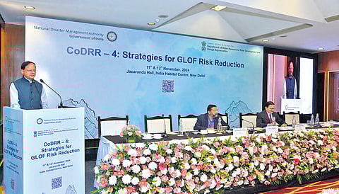 PK Mishra speaks at the workshop on GLOF risk reduction on Tuesday 
