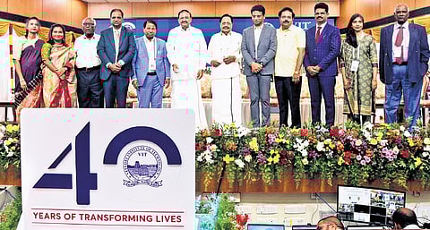 Venkaiah Naidu and other dignitaries at the ruby jubilee celebrations of VIT University, Vellore, on Tuesday