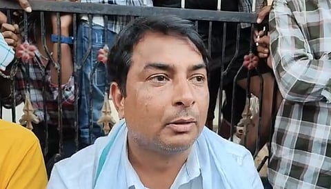 Independent MLA candidate Naresh Meena at the protest site