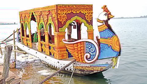The decked up boat that will ferry the envoys to Balijatra grounds
