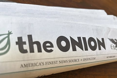 A copy of the satirical outlet The Onion is seen Thursday, Nov 14, 2024, in Little Rock, Ark.