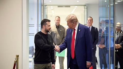 Ukraine President Volodymyr Zelenskyy with his US conterpart Donald Trump.  