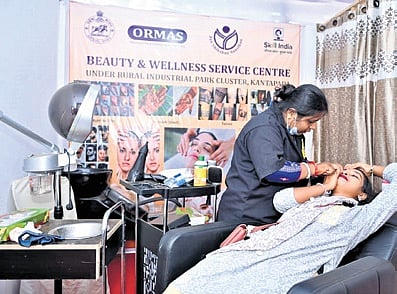 A visitor availing services at the beauty and wellness service centre 