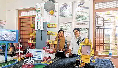 Sreechithra (right) and Shekha explain how Chandrayaan 3 was launched
