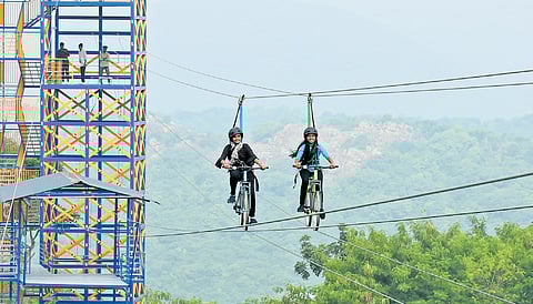 Trials underway for sky cycling at Kailasagiri in Visakhapatnam I G Satyanarayana