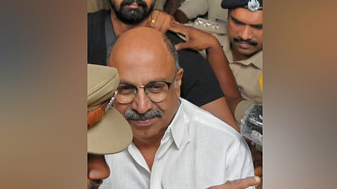 Actor Siddique leaving the Cantonment police station in Thiruvananthapuram after questioning.