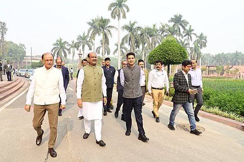 Speaker Om Birla on Tuesday inspected arrangements and facilities within the Parliament House complex.