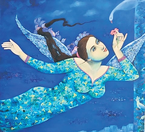 ‘The spirited blue figure in the artwork titled ‘Freedom’