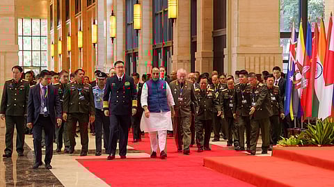 Union Defence Minister Rajnath Singh at the 11th ASEAN Defence Ministers’ Meeting-Plus forum at Vientiane, Lao PDR.