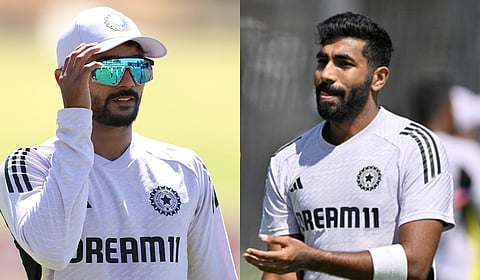 Nitish Kumar Reddy (L) and captain for the Border Gavaskar Trophy Jasprit Bumrah.