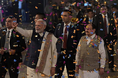 PM Modi during celebration of BJP’s Maharashtra victory in New Delhi 