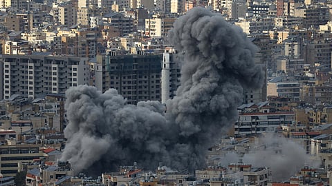 Smoke rises from the site of Israeli airstrikes that targeted Beirut’s southern suburbs on November 25, 2024, amid the ongoing war between Israel and Hezbollah.