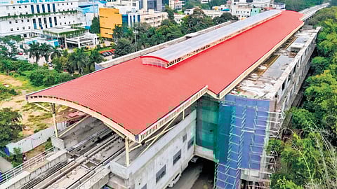 IIMB Metro station on the elevated section of Bengaluru Metro’s Pink Line.