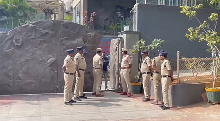 A team of Maddipadu police reached the office and residence of film director Ram Gopal Varma in Hyderabad on Monday.