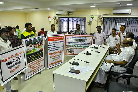 Grievance redressal meeting at the Tirunelveli Corporation office.