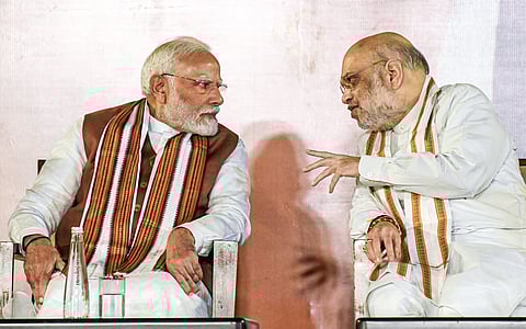 President Droupadi Murmu, Vice President Jagdeep Dhankhar, Prime Minister Narendra Modi, Lok Sabha Speaker Om Birla, LoP in the Rajya Sabha Mallikarjun Kharge and LoP in the Lok Sabha Rahul Gandhi during 'Samvidhan Divas' function at Samvidhan Sadan, in New Delhi, Tuesday, Nov. 26, 2024.