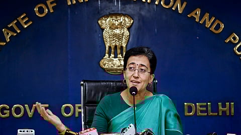 Delhi Chief Minister Atishi addresses a press conference in New Delhi.
