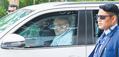 Union Home Minister Amit Shah arrives in the city to attend the DGP and IGP conference in Bhubaneswar on Friday