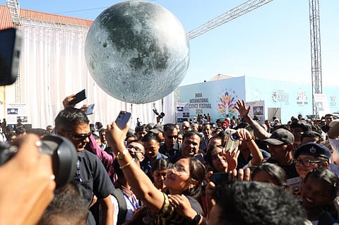 Photo is of ‘Museum of the Moon exhibit’. Assam Chief Minister Himanta Biswa Sarma is seen among others