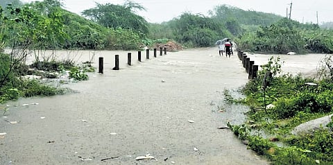 Water flowing over Tiruvatyam causeway in Narayanavanam, Tirupati | Express