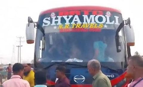 The bus en route to Kolkata from Agartala which was “attacked” in Bangladesh