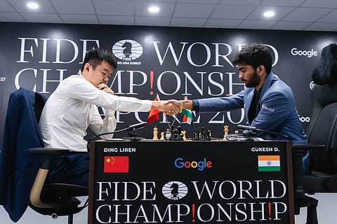 The sixth game of the FIDE World Championship match, presented by Google, ended in a draw after 46 moves this afternoon.