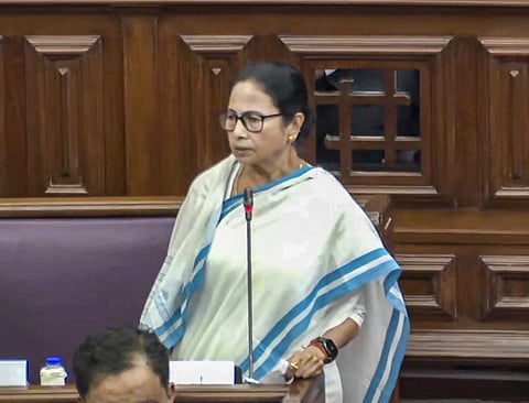 West Bengal Chief Minister Mamata Banerjee speaks during a session in the state Legislative Assembly.