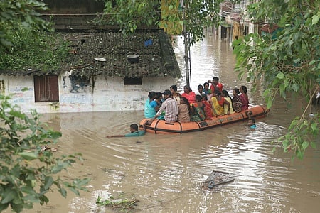 Residents of Kanuvapettai near Villianur, Puducherry, were evacuated from flood-affected areas during cyclone Fengal
