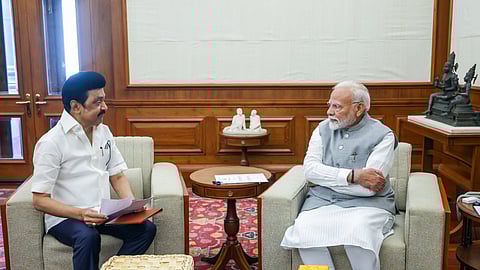 Prime Minister Narendra Modi with Tamil Nadu Chief Minister MK Stalin.