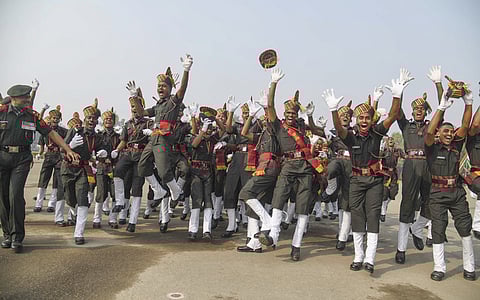 Agniveer soldiers celebrate after their passing out parade (File photo)