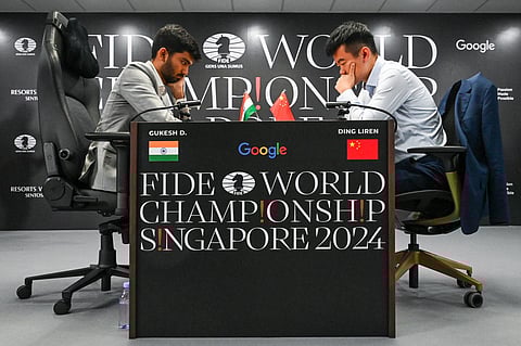 D Gukesh and Ding Liren (Photo | AFP)