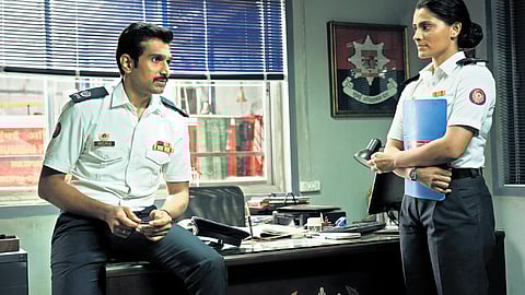 (L-R) Pratik Gandhi and Saiyami Kher play firebrigade officers in Agni